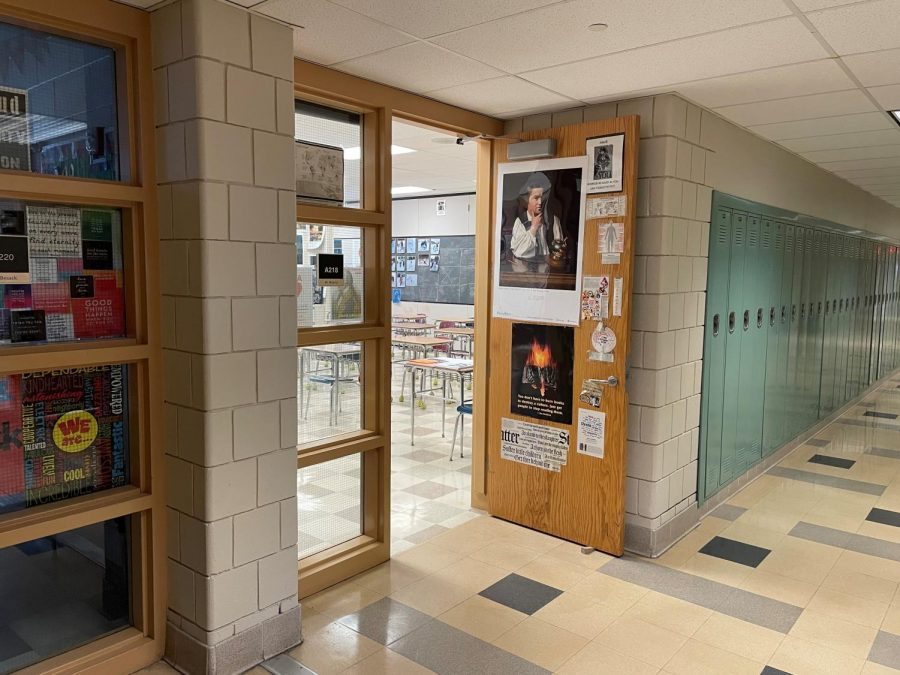 The entrance to Mr. Weavers History classroom, where students studying the past also learn ways to comprehend the present.
